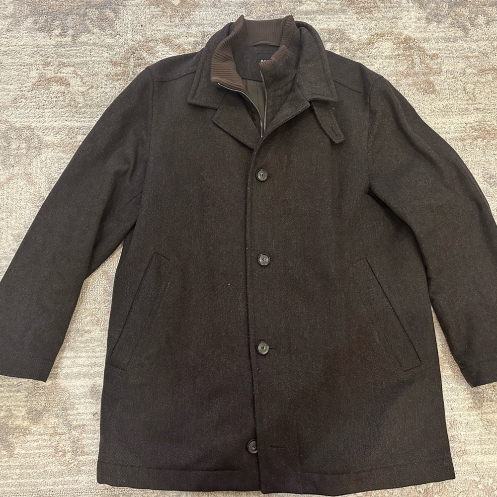 HUGO Men's Rich Brown Pea Coat